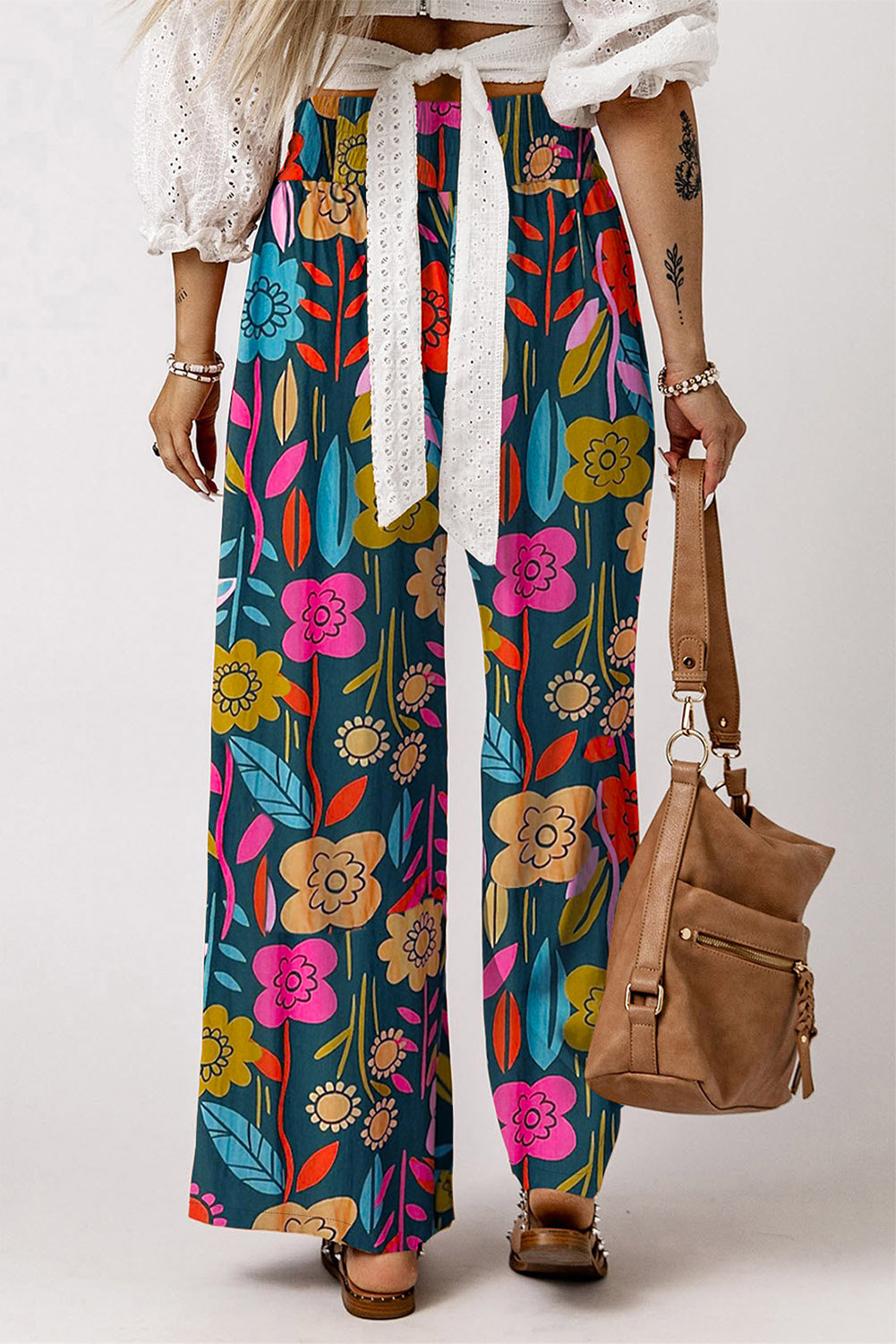 Printed High Waist Wide Leg Pants