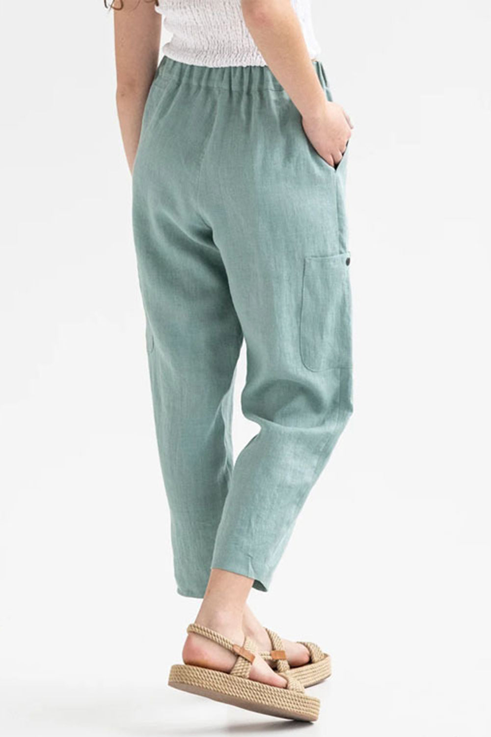 Pocketed Elastic Waist Pants